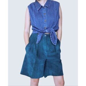 Vintage AMERICAN EAGLE 1990s Suede Knee Length Shorts Sz 25